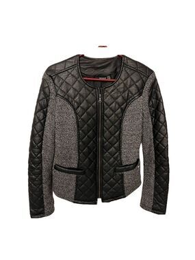 Point Zero faux leather zip Moto sweater jacket size medium